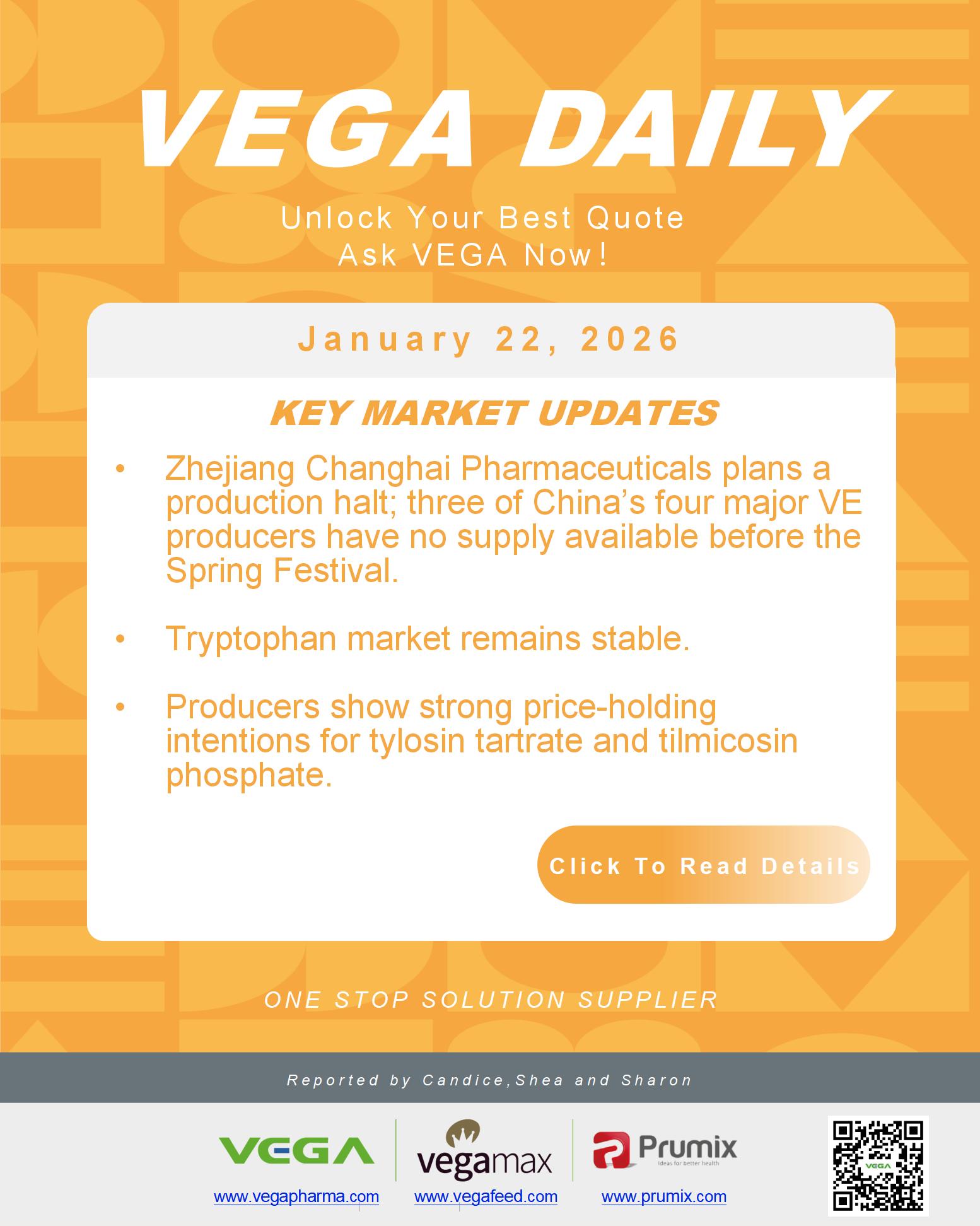 VEGA Daily Dated on January 22nd 2026 Vitamin Amino Acid APl Food Additives.jpg